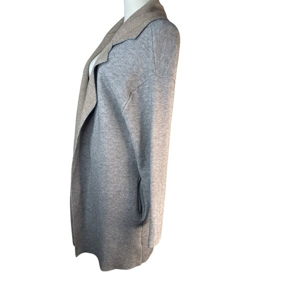 ZARA Knit Open Front Small Cardigan Coat Gray & Beige Viscose Blend Womens - Picture 7 of 12